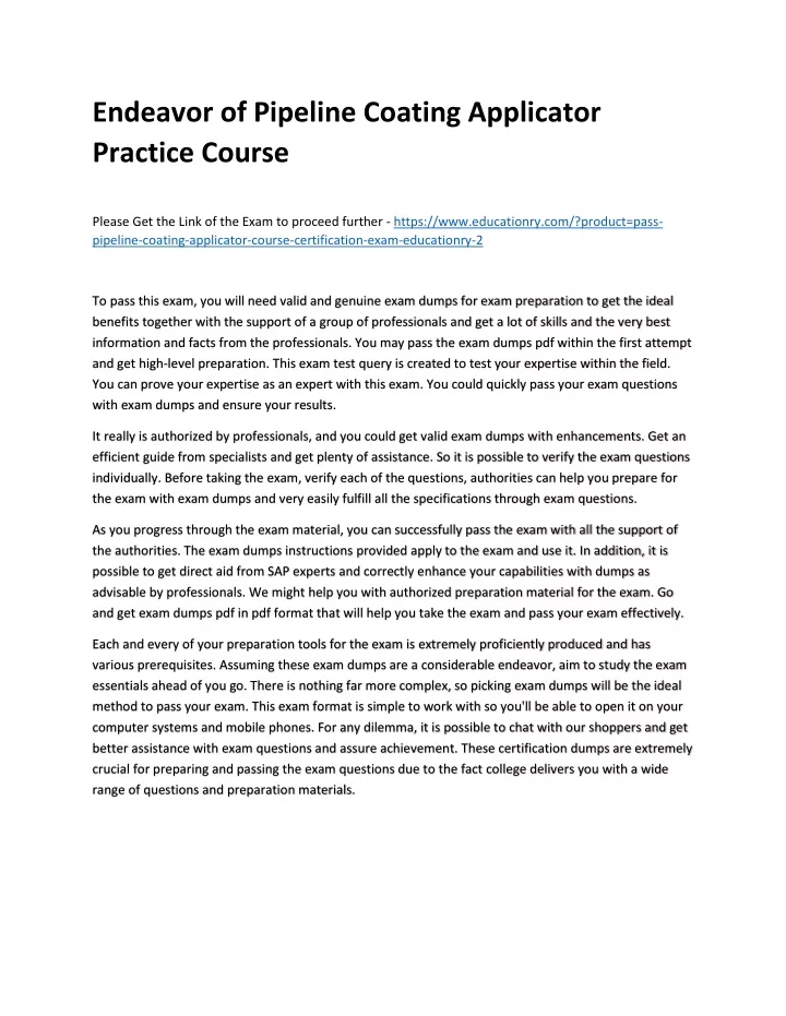 endeavor of pipeline coating applicator practice