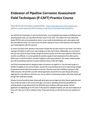 endeavor of pipeline corrosion assessment field