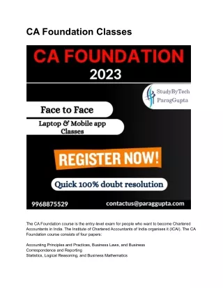CA Foundation Classes