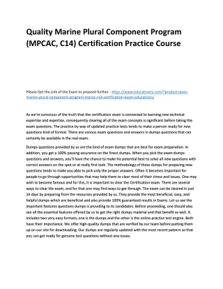 quality marine plural component program mpcac
