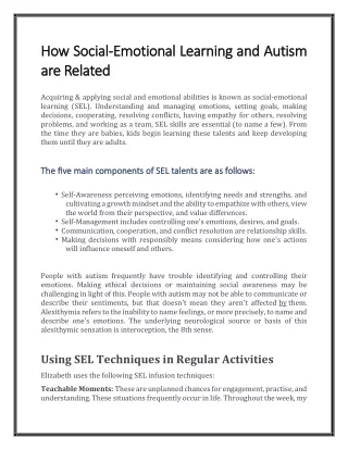 How Social-Emotional Learning and Autism are Related