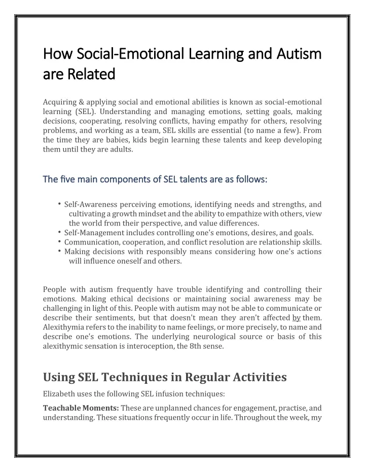 how social how social emotional learning