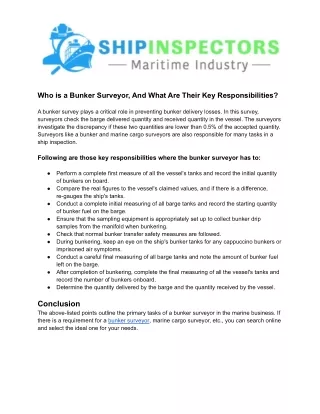 Who is a Bunker Surveyor, And What are Their Key Responsibilities_