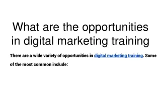 What are the opportunities in digital marketing training
