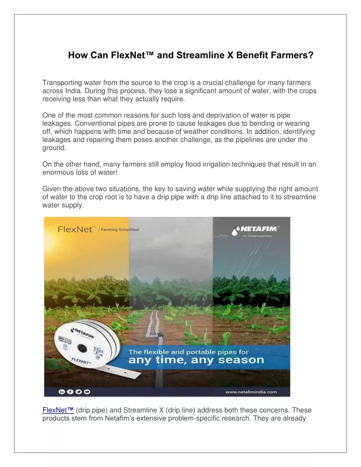 how can flexnet and streamline x benefit farmers