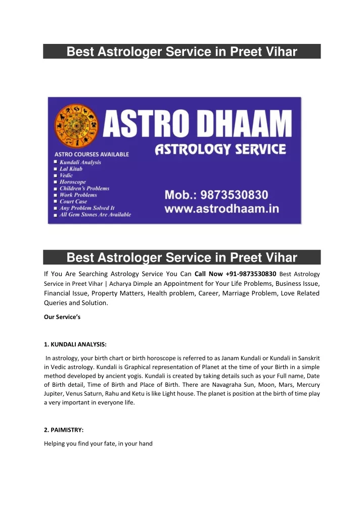 best astrologer service in preet vihar