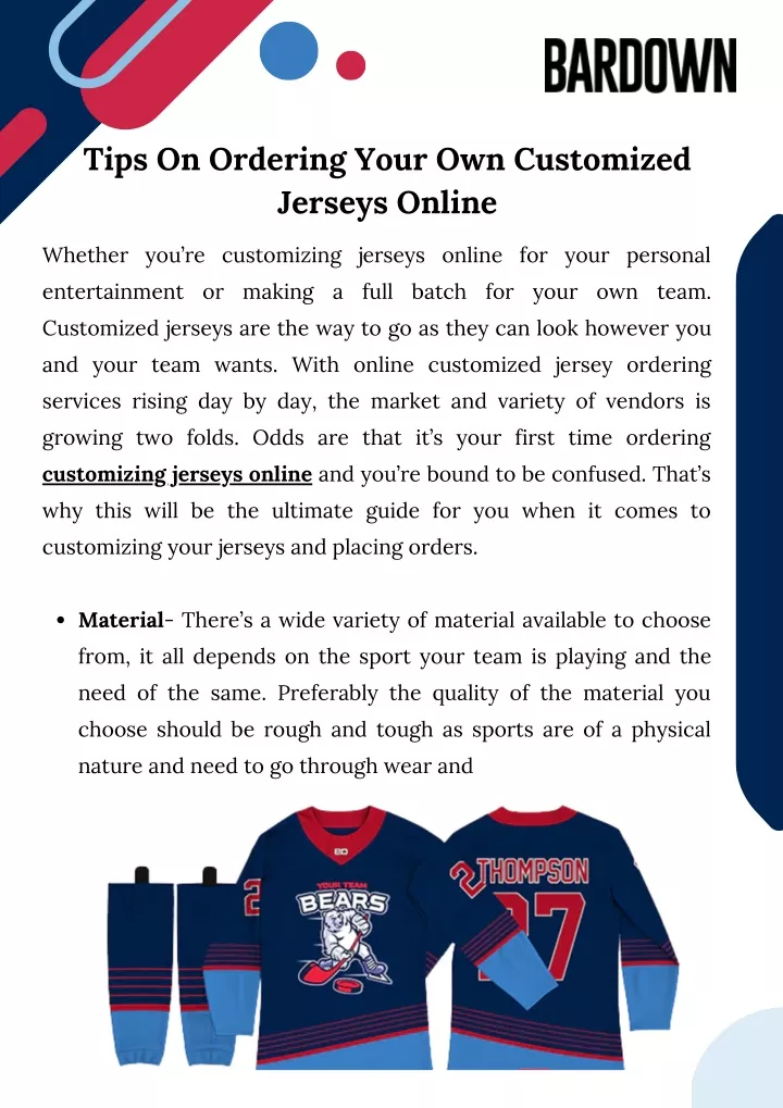 tips on ordering your own customized jerseys