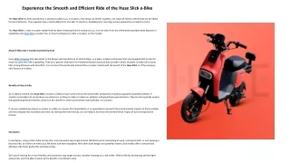 experience the smooth and efficient ride of the huse slick e bike