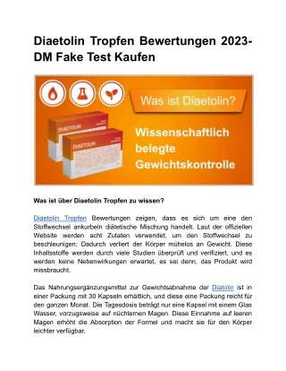 Diaetolin Tropfen Bewertungen 2023- DM Fake Test Kaufen