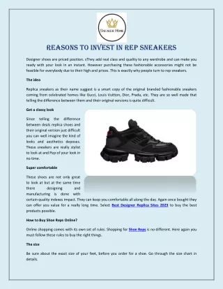 Reasons to Invest in Rep Sneakers