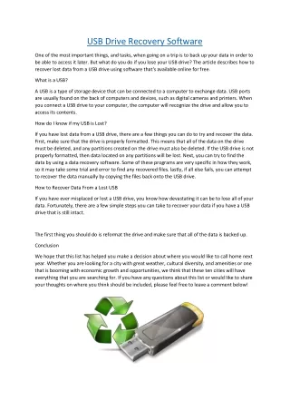 usb drive recovery software