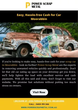Easy, Hassle-free Cash for Car Moorabbin