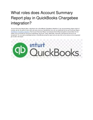 what roles does account summary report play in quickbooks chargebee integration