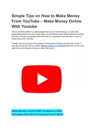 Simple Tips on How to Make Money From YouTube