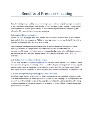 Benefits of Pressure Cleaning