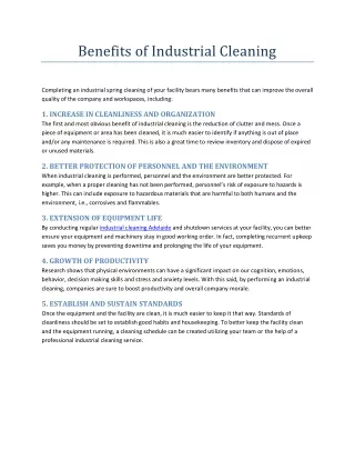 Benefits of Industrial Cleaning