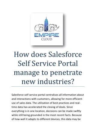 How does Salesforce Self Service Portal manage to penetrate new industries