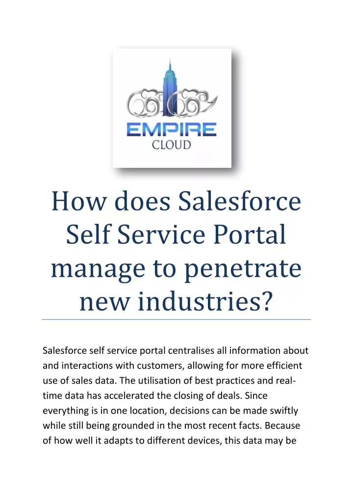 how does salesforce self service portal manage