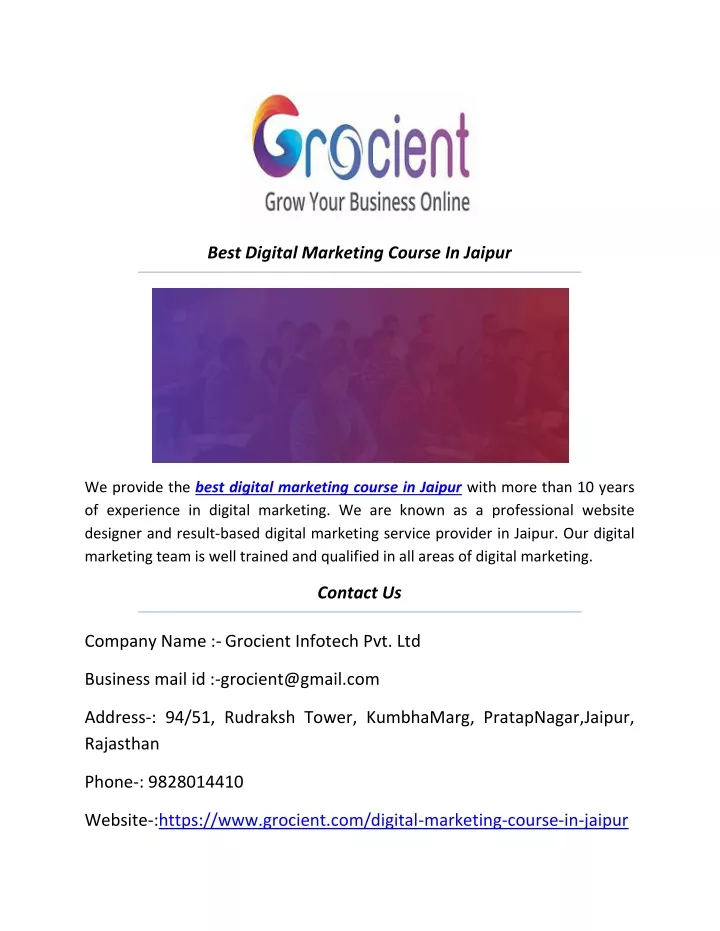 best digital marketing course in jaipur