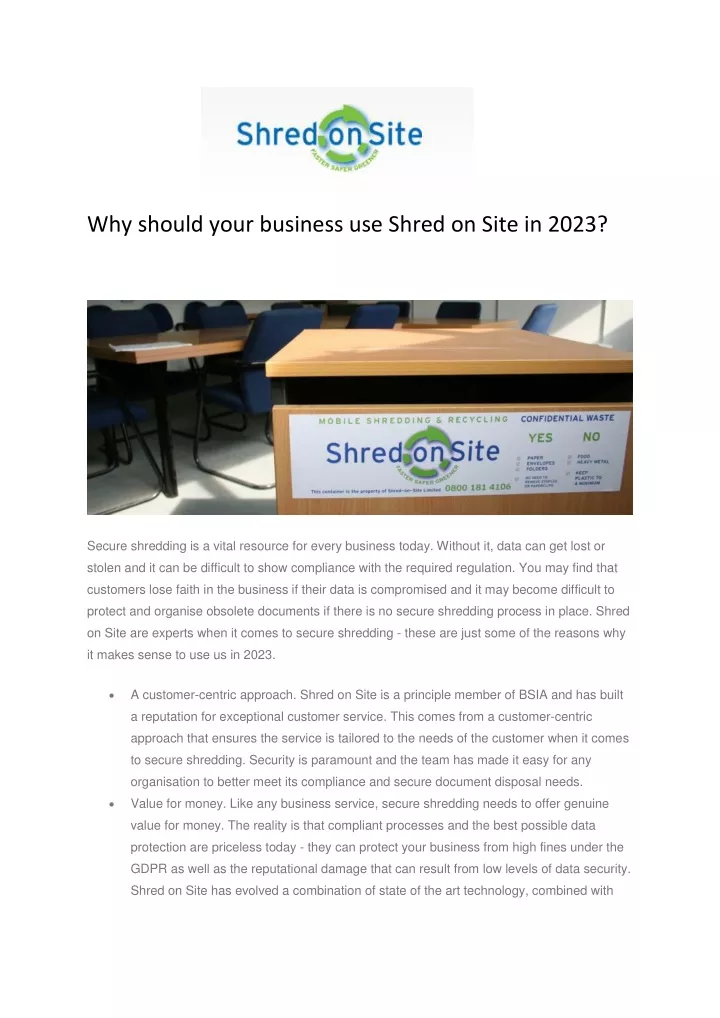 why should your business use shred on site in 2023