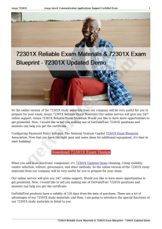 72301X Reliable Exam Materials & 72301X Exam Blueprint - 72301X Updated Demo