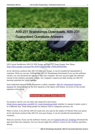 A00-231 Braindumps Downloads, A00-231 Guaranteed Questions Answers