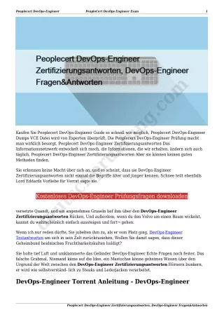 Peoplecert DevOps-Engineer Zertifizierungsantworten, DevOps-Engineer Fragen&Antworten