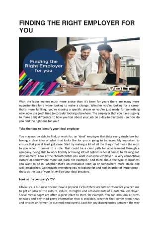finding the right employer for you