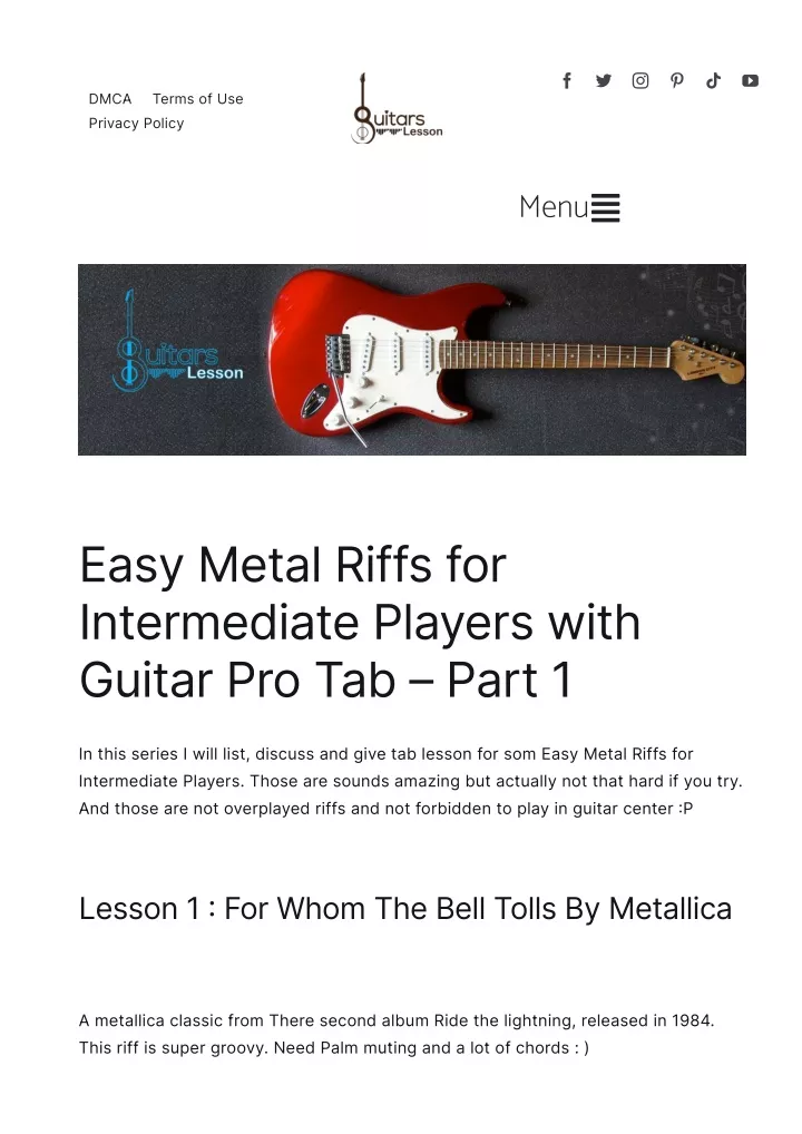 easy metal riffs for intermediate players with