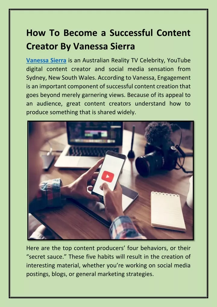 PPT - How To Become a Successful Content Creator By Vanessa Sierra ...