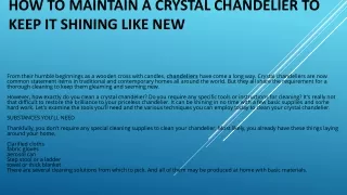 How to Maintain a Crystal Chandelier to Keep
