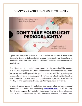 DON’T TAKE YOUR LIGHT PERIODS LIGHTLY - MeetBaesic