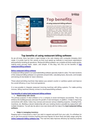 Top benefits of using restaurant billing software