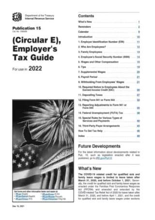 ((eBOOK) Publication 15 (2022), (Circular E), Employer's Tax Guide