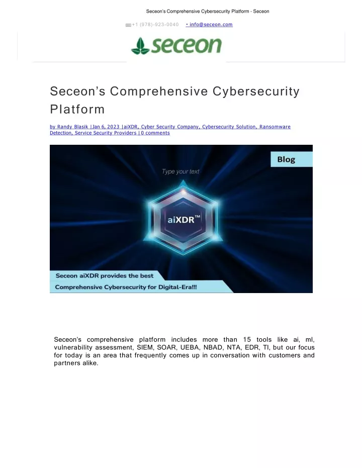 seceon s comprehensive cybersecurity platform