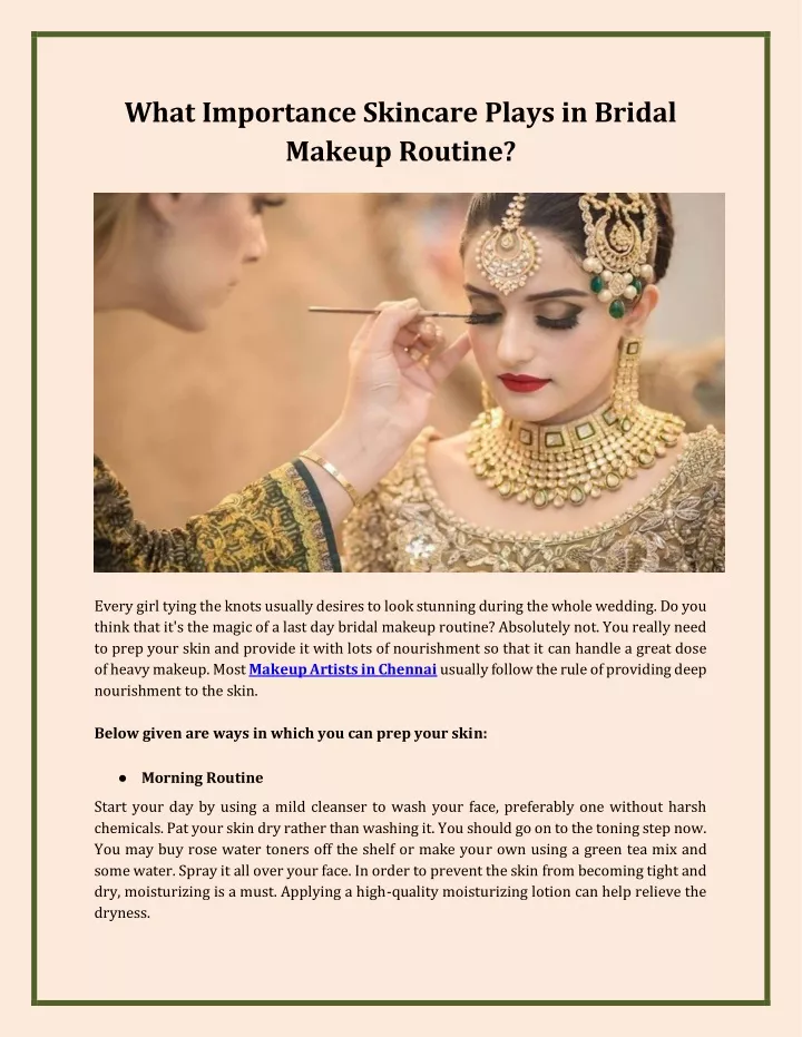what importance skincare plays in bridal makeup