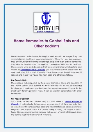 Home Remedies to Control Rats and Other Rodents