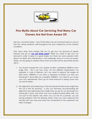 Five Myths About Car Servicing That Many Car Owners Are Not Even Aware Of