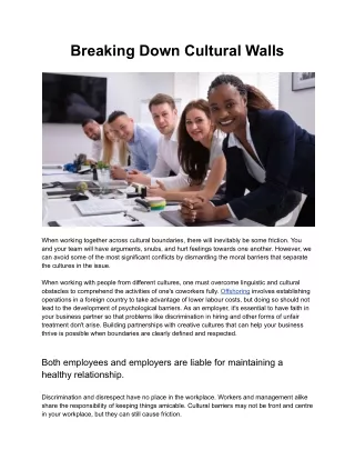 breaking down cultural walls