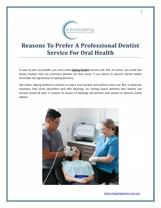 Reasons to prefer a professional dentist service for oral health