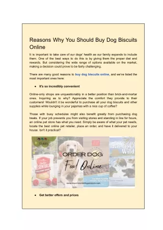 Reasons Why You Should Buy Dog Biscuits Online