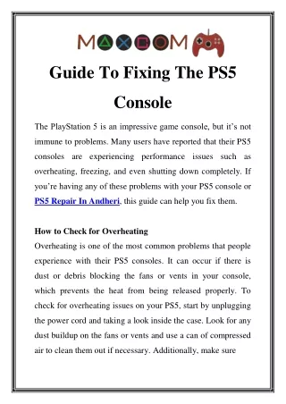guide to fixing the ps5