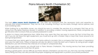 piano movers north charleston sc