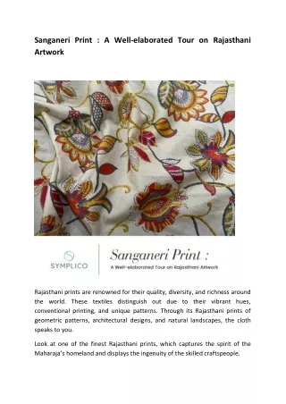 Sanganeri Print   A Well-Elaborated Tour On Rajasthani Artwork