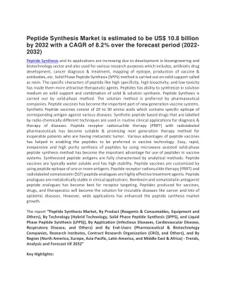 peptide synthesis market is estimated
