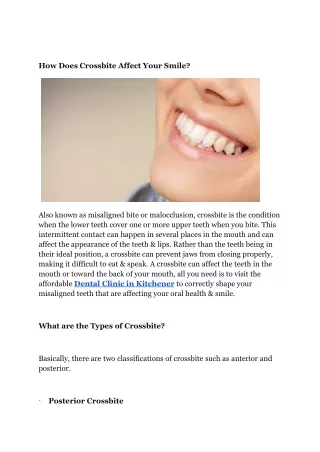 how does crossbite affect your smile