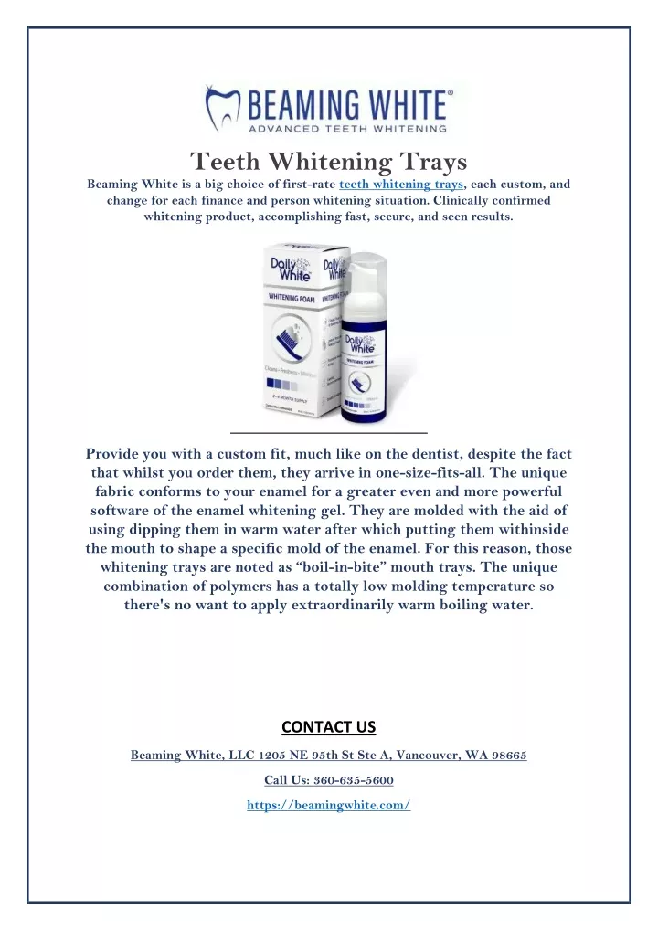 teeth whitening trays beaming white