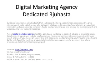 Digital Marketing Agency  Dedicated Rjuhasta