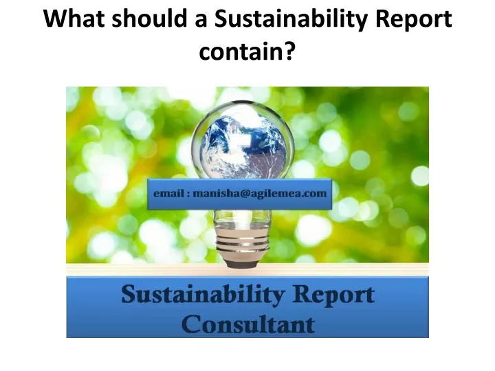 what should a sustainability report contain