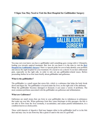 9 Signs You May Need to Visit the Best Hospital for Gallbladder Surgery